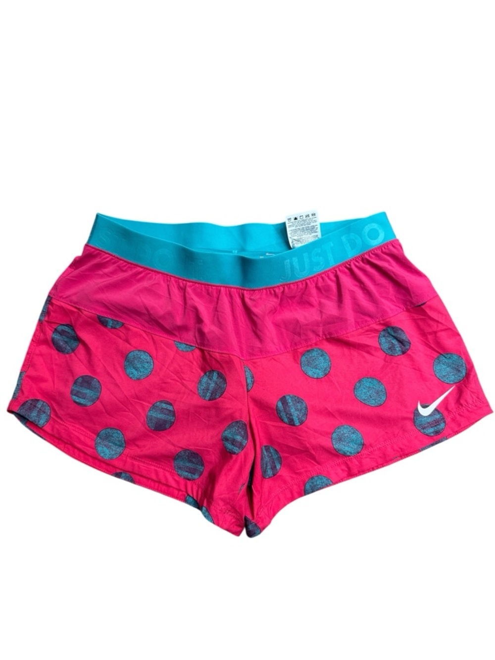 Nike Dri-FIT Polka Dot Running Shorts Pink & Teal Size M - Picture 2 of 6
